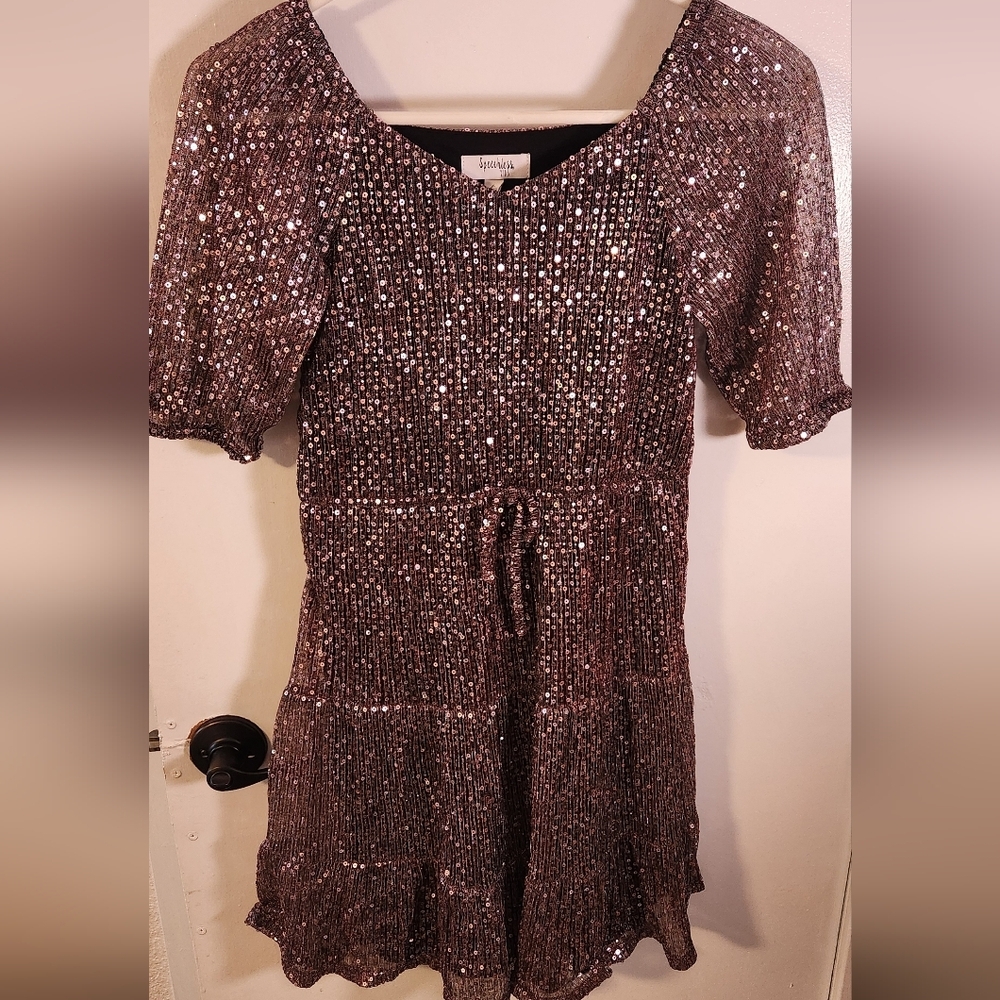 Speechless Kids Sparkling Sequin Dress in Dusty Pink